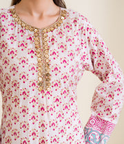 Print Raw Silk Suit