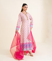 Print Raw Silk Suit