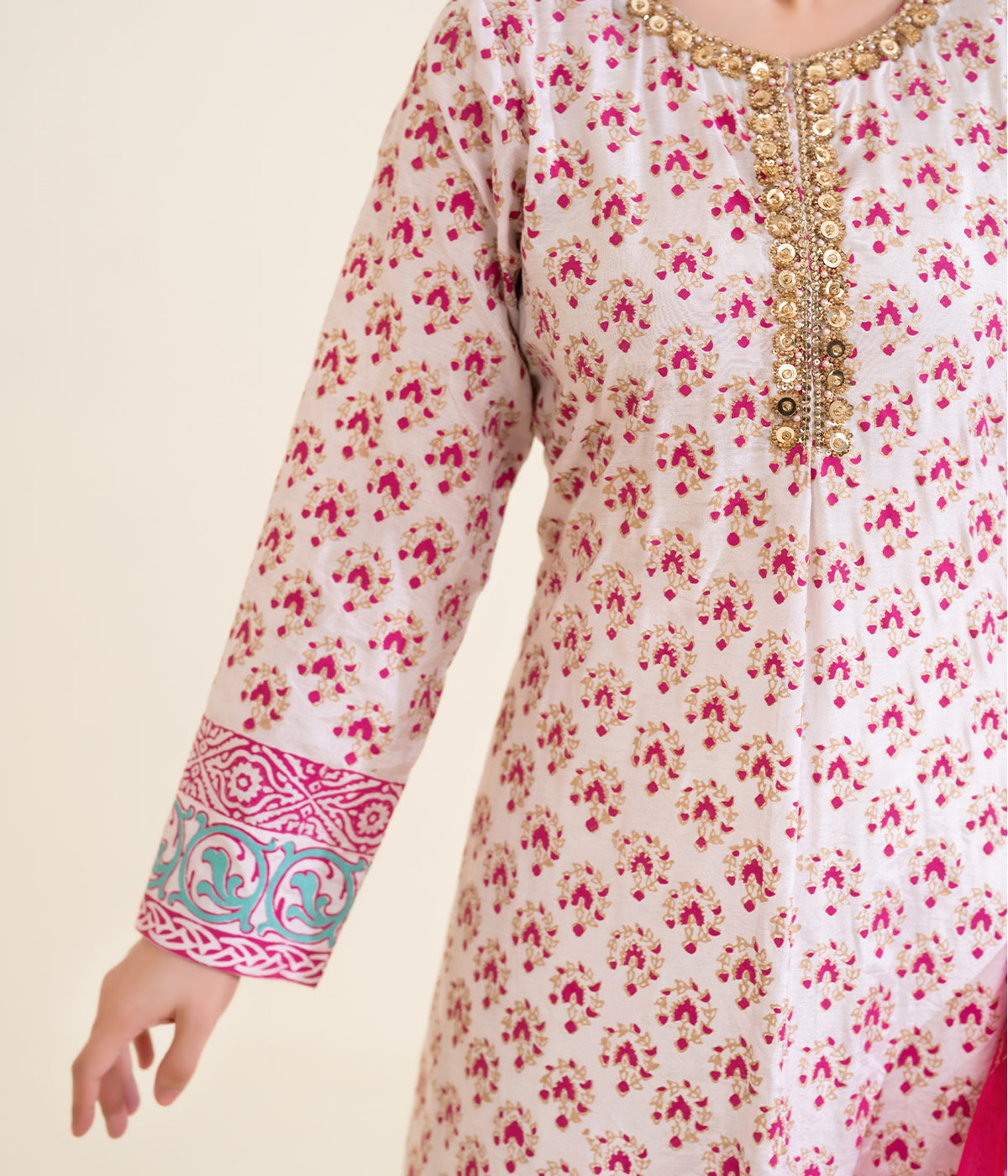 Print Raw Silk Suit
