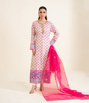 Print Raw Silk Suit