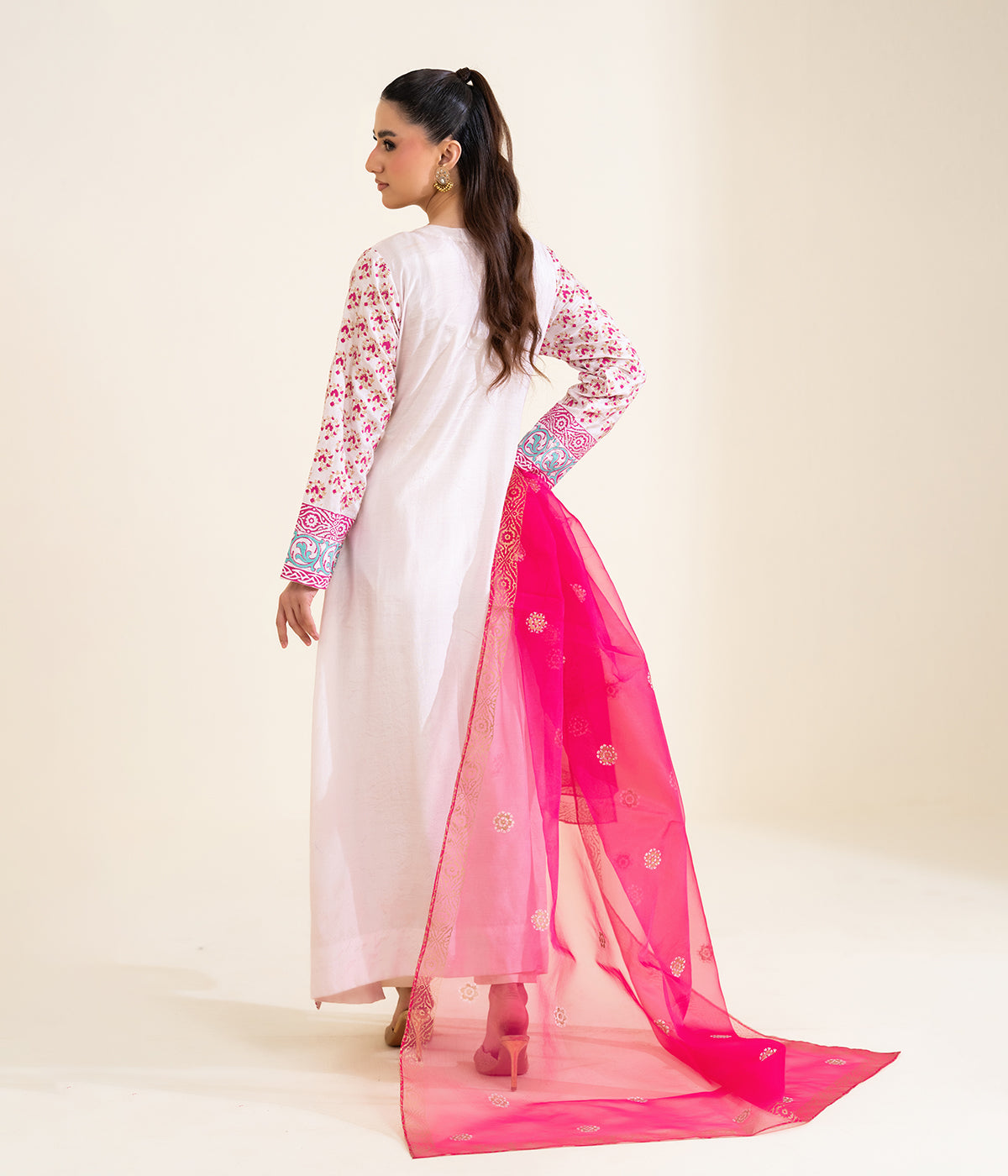 Print Raw Silk Suit