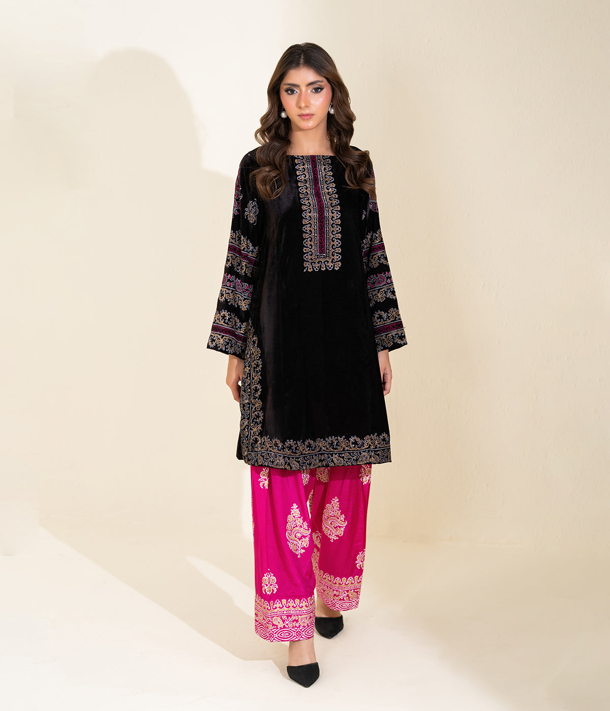 Print Raw Silk Suit