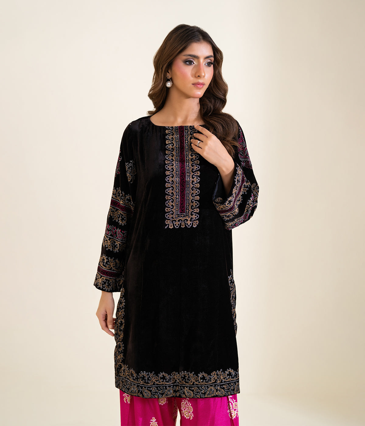 Print Raw Silk Suit
