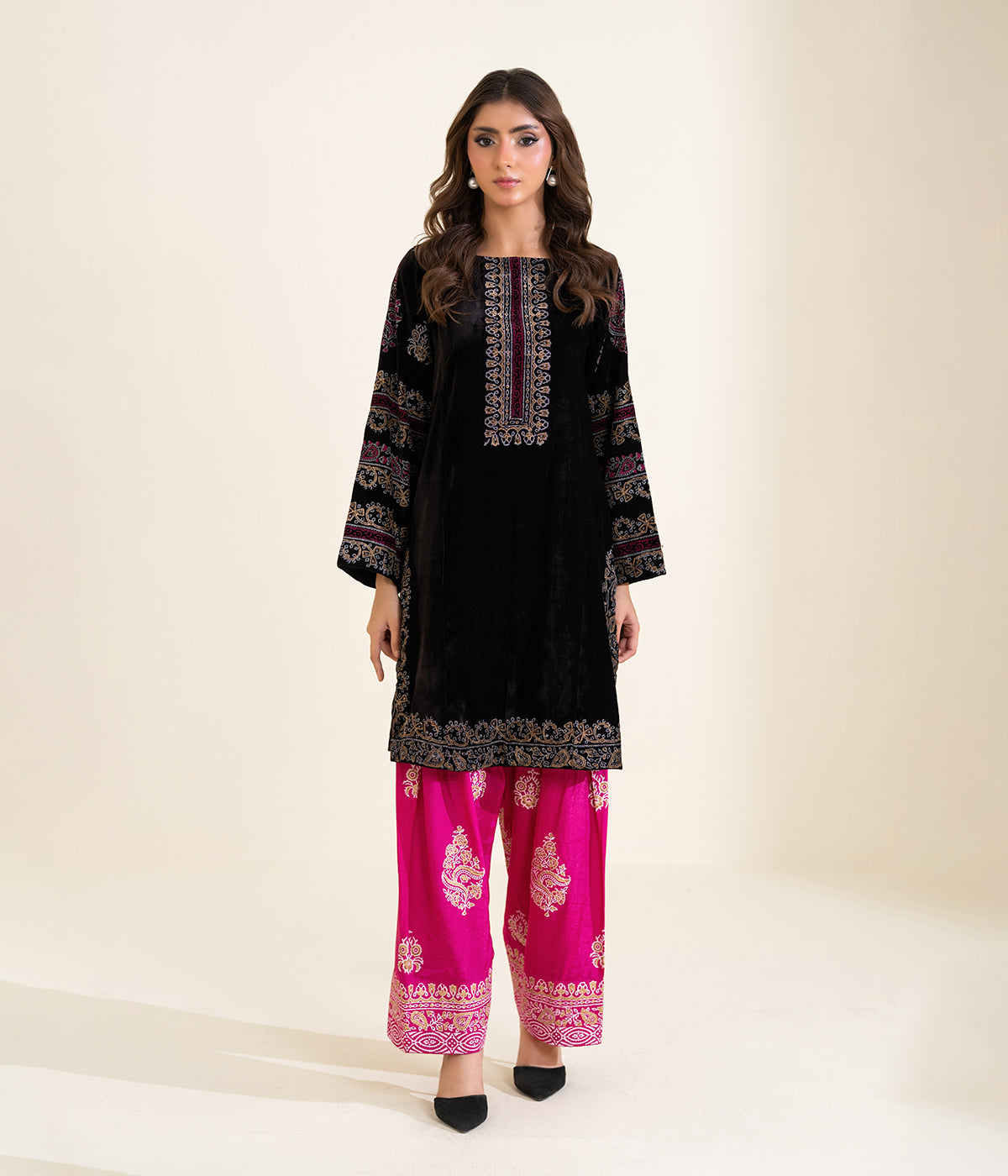 Print Raw Silk Suit